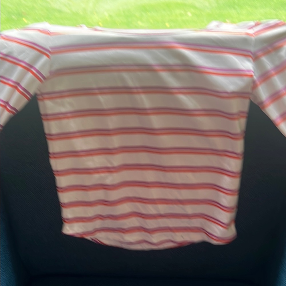 Epic Threads Long Sleeve Tee White and Pink Stripes